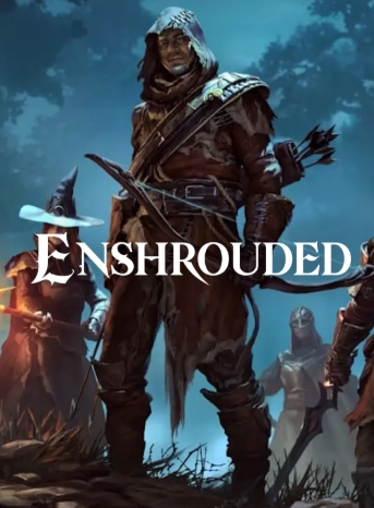 Enshrouded game characters standing in dark forest