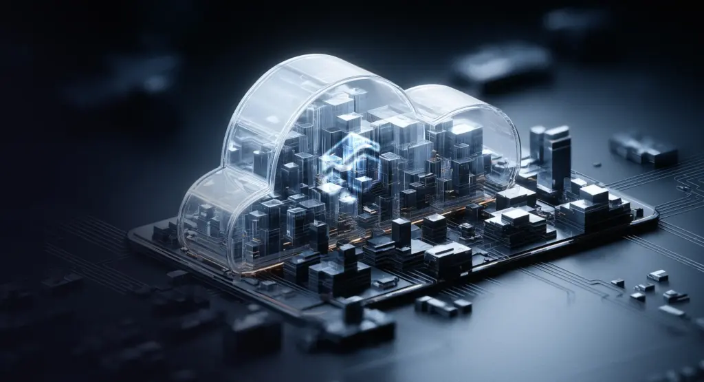 Digital city inside cloud computing icon
